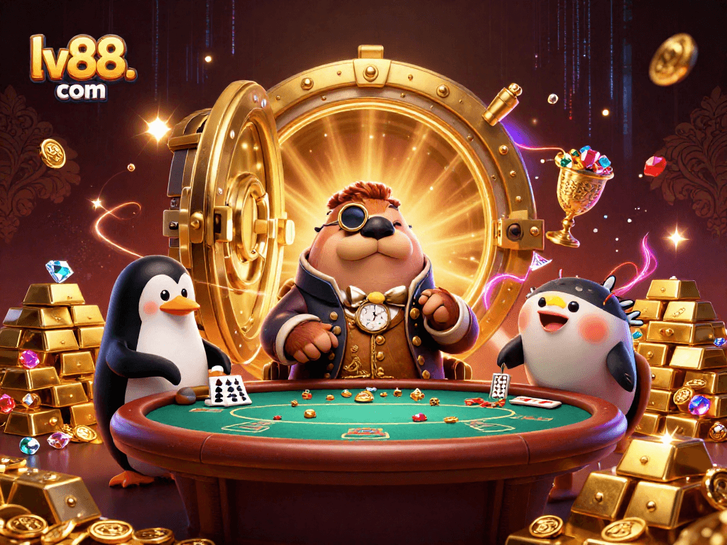 Engage with professionals at lv88. com in an underwater casino showdown featuring unique characters.
