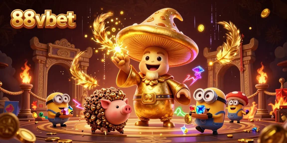Engage with 88vbet's lavish gaming world featuring magical elements and treasure in this vibrant art.
