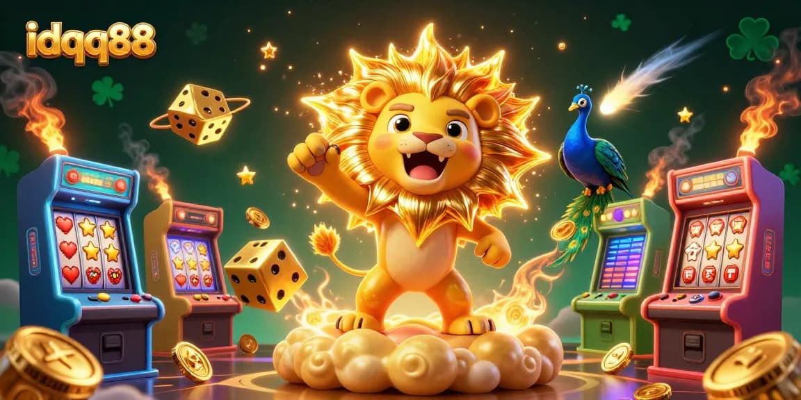 Play exciting slots with idqq88’s lively 3D characters and golden casino elements.