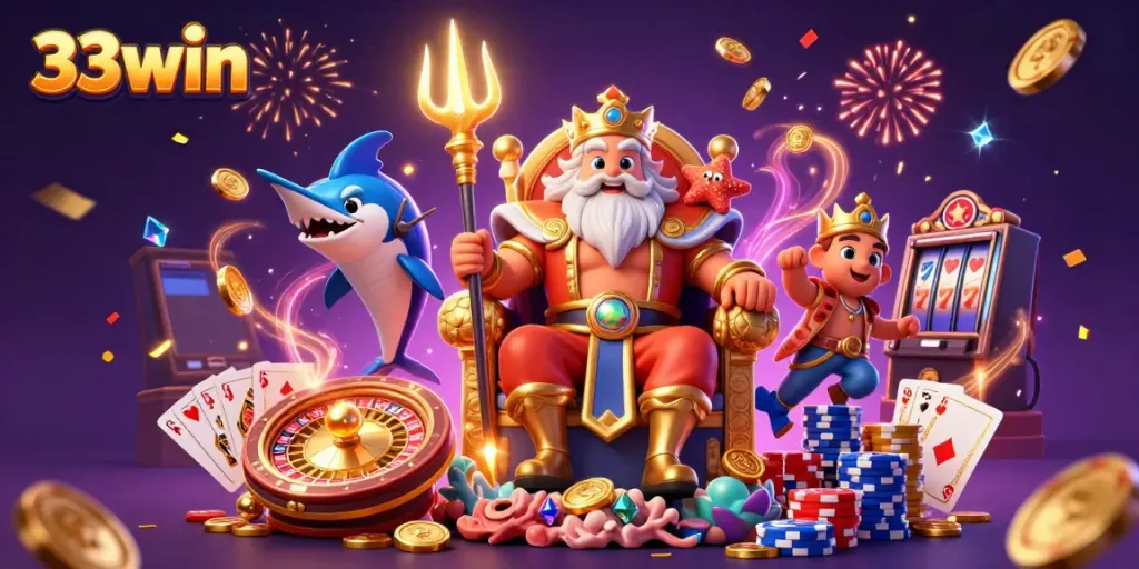 Experience the thrill of 33win casino with Neptune in a vibrant gaming scene full of action.