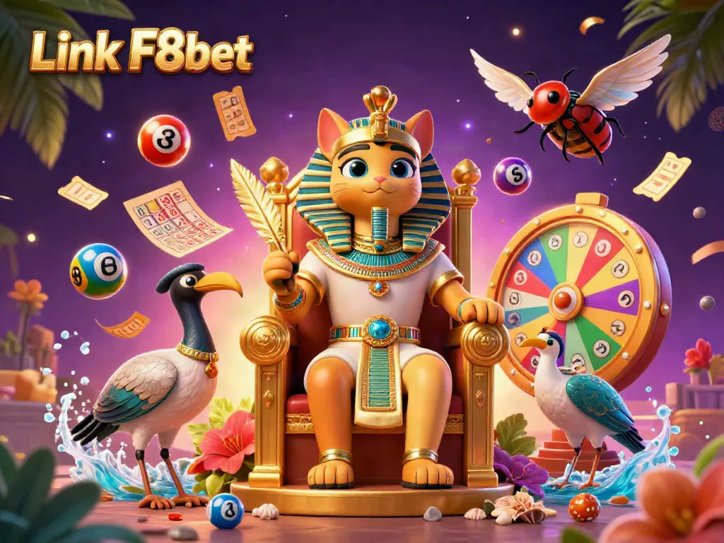 Experience exciting gaming moments with Link vào F8bet, featuring vibrant lottery elements and charismatic characters.