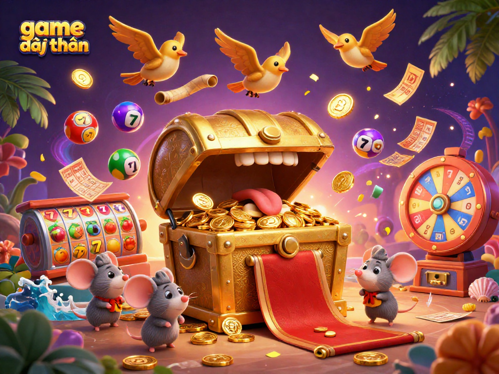 Engage in game đổi thưởng with a vibrant 3D casino scene filled with colorful elements and dynamic gameplay.