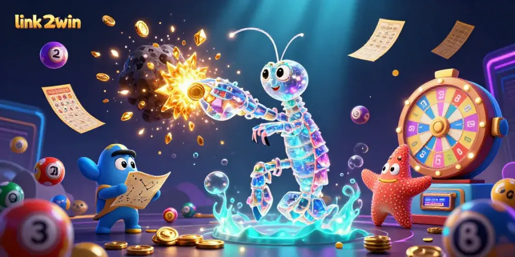 Engage with link 23win in this vibrant 3D casino illustration showcasing excitement and dynamic gambling elements.