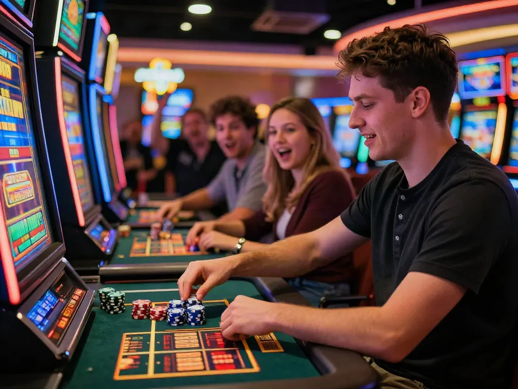 Exciting gameplay at online credit card casinos in vibrant UK casino atmosphere.