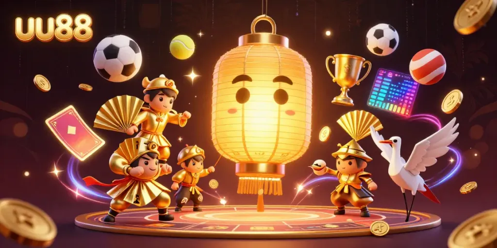 Experience the vibrant energy of uu88 with golden lanterns and engaging betting activities.
