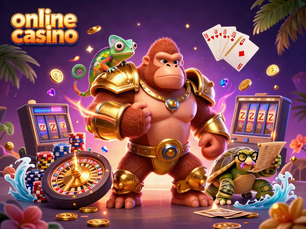 Engage in vibrant online casino action with our dynamic 3D illustration featuring engaging characters.