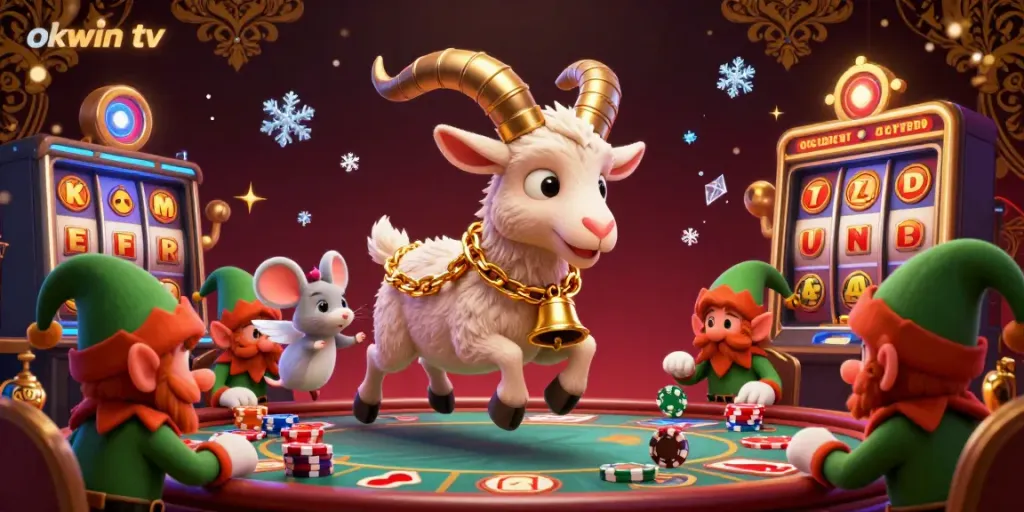 Experience the thrill at okwin tv's lively casino with playful characters and vibrant game elements.