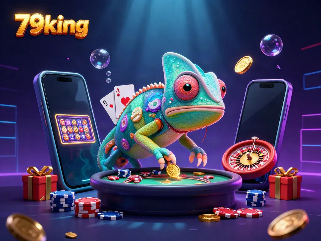 Engage with the vibrant 79king casino scene featuring a dynamic chameleon owner and exciting game elements.