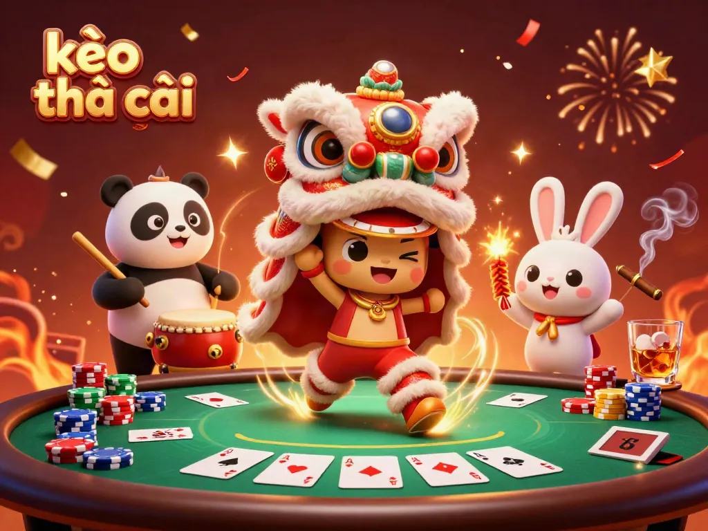 Experience the vibrant atmosphere of kèo nhà cái with lucky characters and dynamic poker elements!