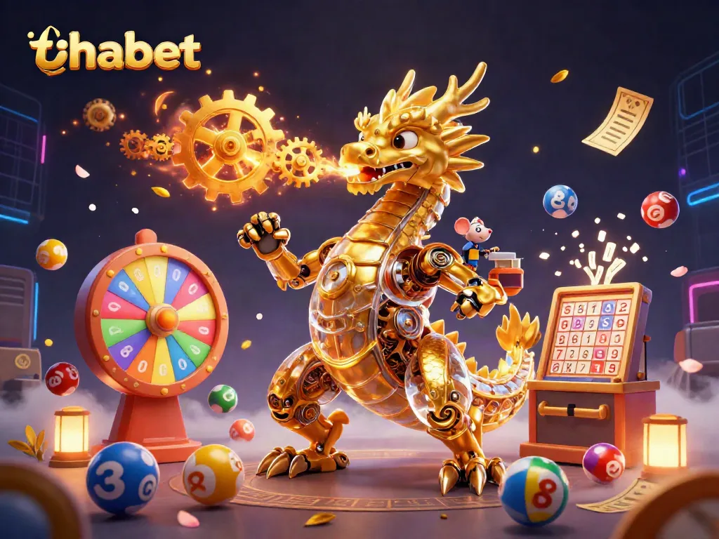 Experience the thrilling excitement of Thabet with a golden dragon, lively lottery elements, and vibrant casino energy.