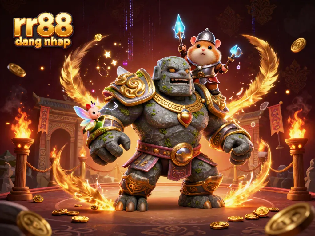 Experience thrilling gameplay with rr88 dang nhap, highlighted in an animated scene filled with magical creatures and game elements.