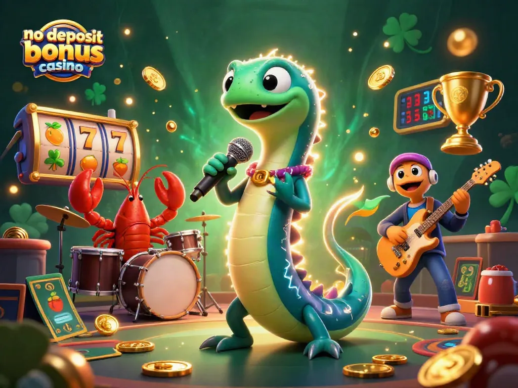 Engage with no deposit bonus casino excitement through a lively underwater concert illustration.