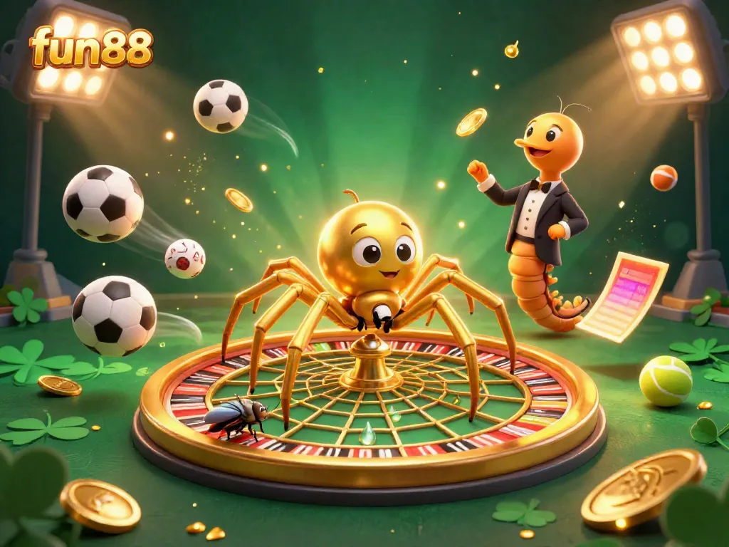 Place your bets with fun88 at this animated gambling scene featuring a lively roulette wheel.
