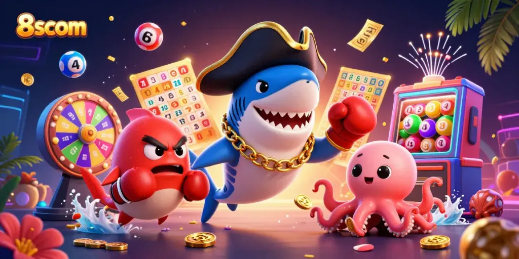 Engage in thrilling games at 8scom featuring vibrant characters and dynamic casino elements.