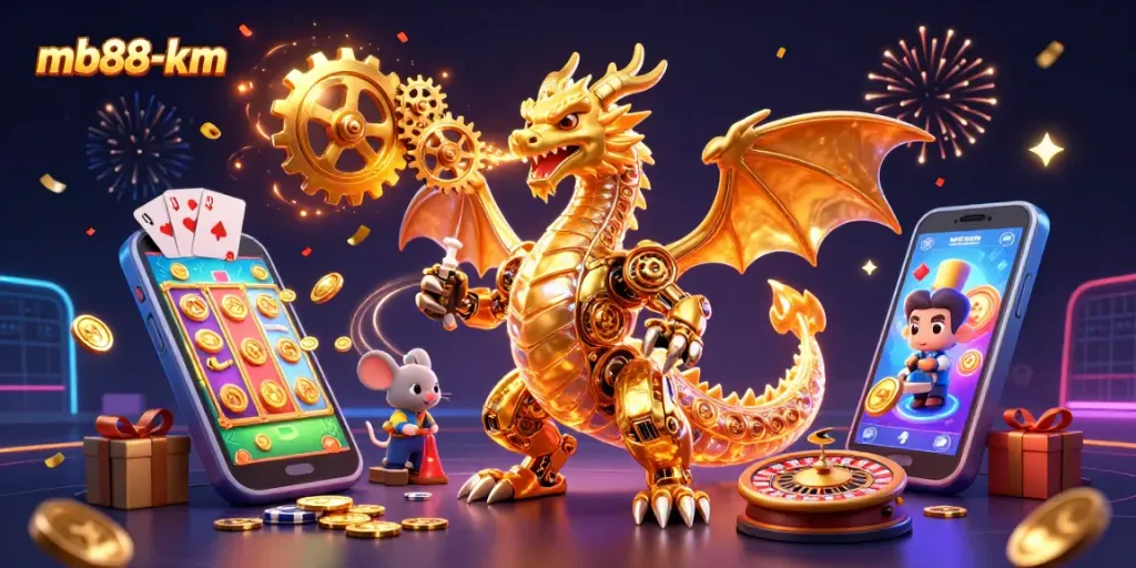 Spin the reels and win big at mb88-km with golden dragon and vibrant gaming elements!