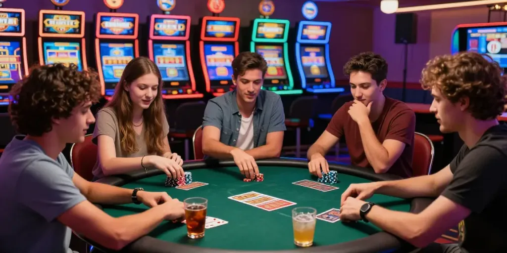 Engaging online gaming scene at https://ku88vt.com/ with players at a vibrant casino table.