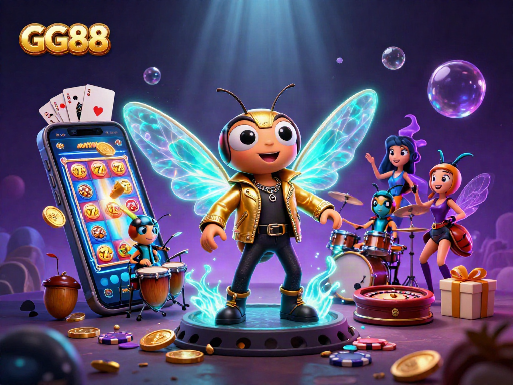 GG88 brings excitement as a cicada rock star leads a vibrant casino performance.